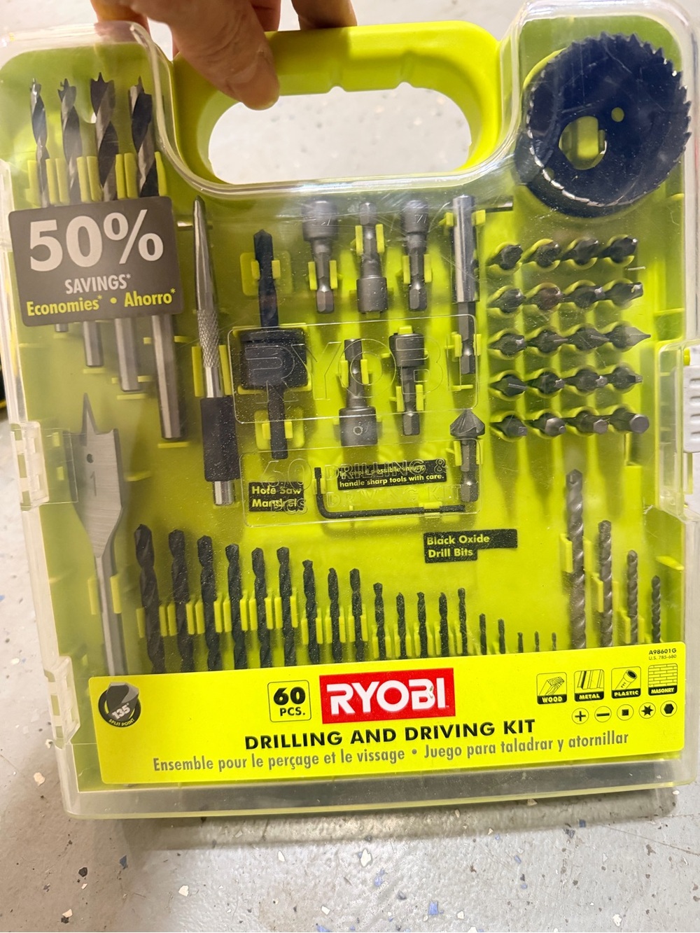 New "Ryobi" 60-Piece Drilling & Driving Kit - NEW in Case